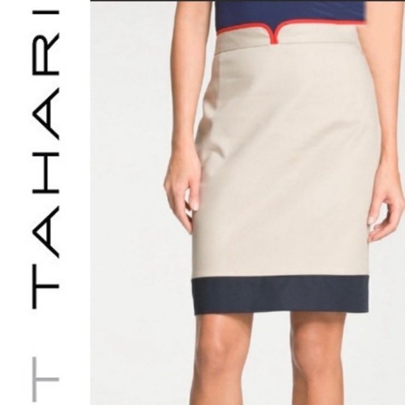T Tahari Dresses & Skirts - T Tahari Ariel High Rise Khaki Pencil Skirt 6